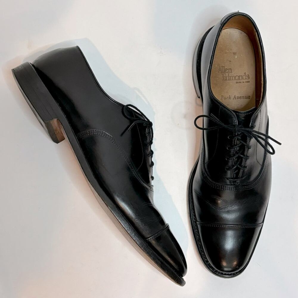 Allen Edmonds Park Avenue Black Leather Cap Toe Oxford Dress Shoe Men's 10AA